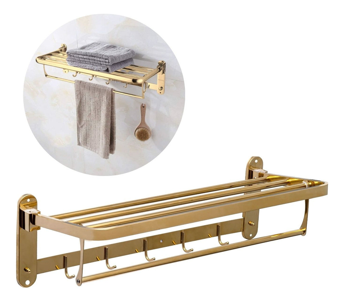 Toallero Hotelero en Acero SUS304 Dorado Multifuncional