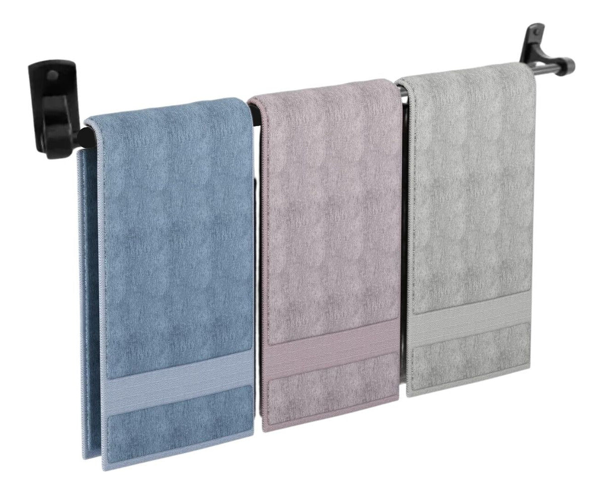 Toallero Barra de 60 cm - Base Rectangular en Aluminio Color Negro