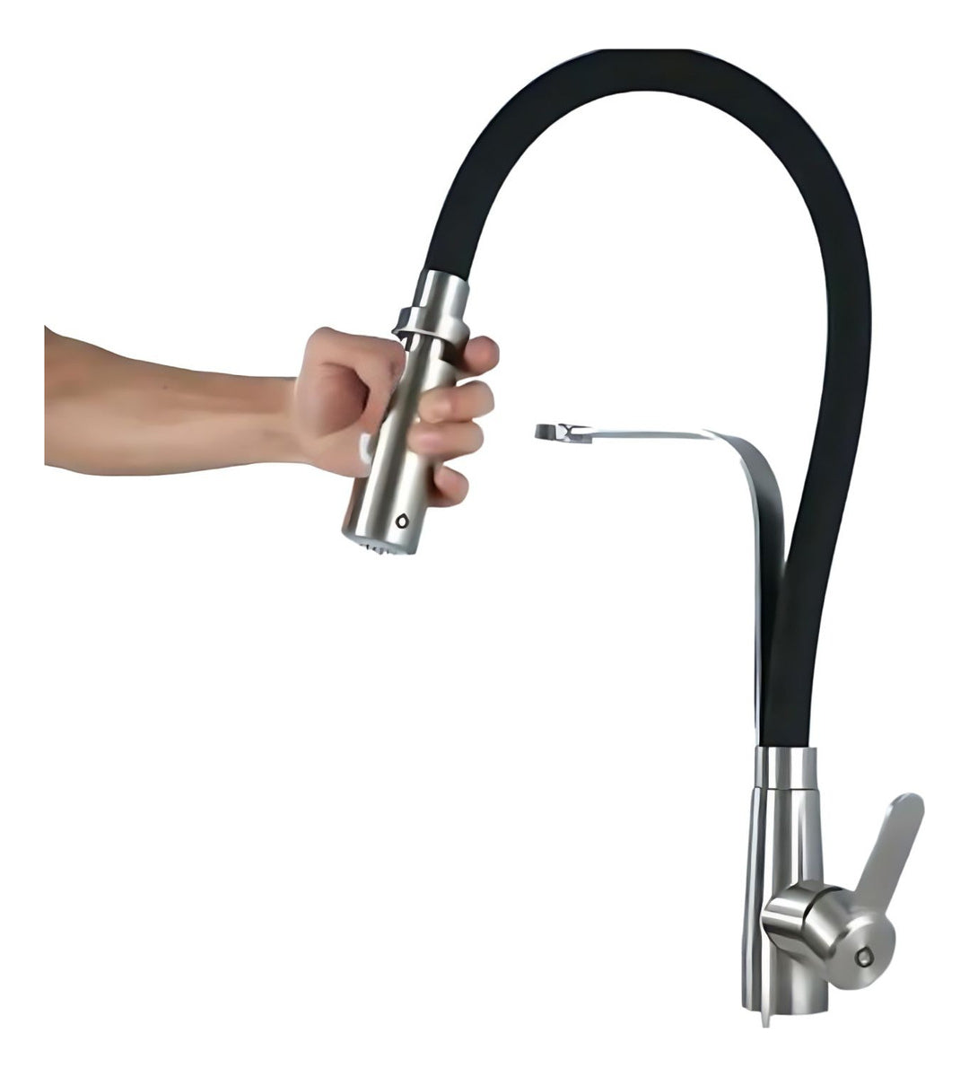 Grifería Para Cocina Cuello Flexible Monocontrol Negra