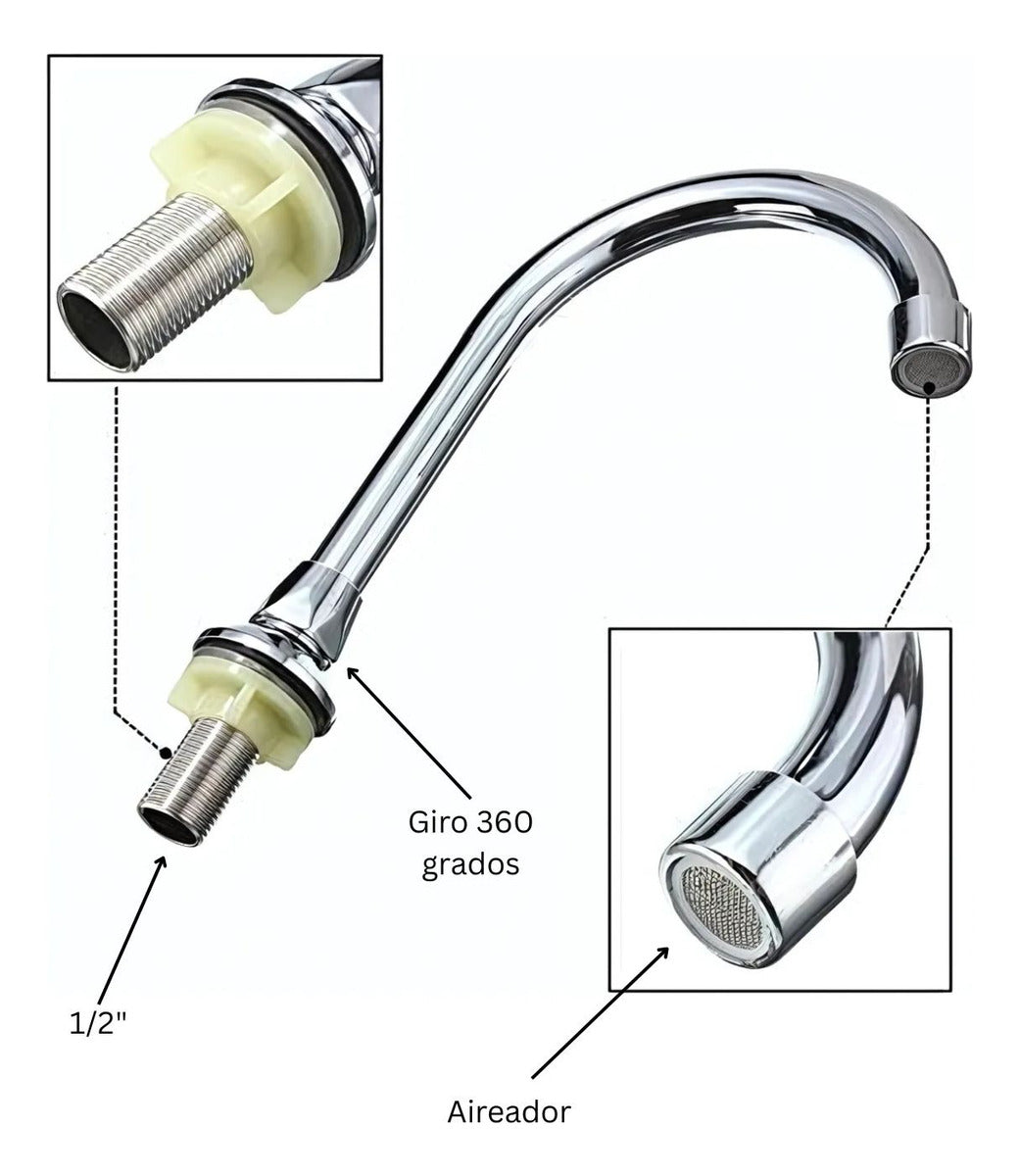 Cuello Griferia Para Valvula De Pedal Giratorio