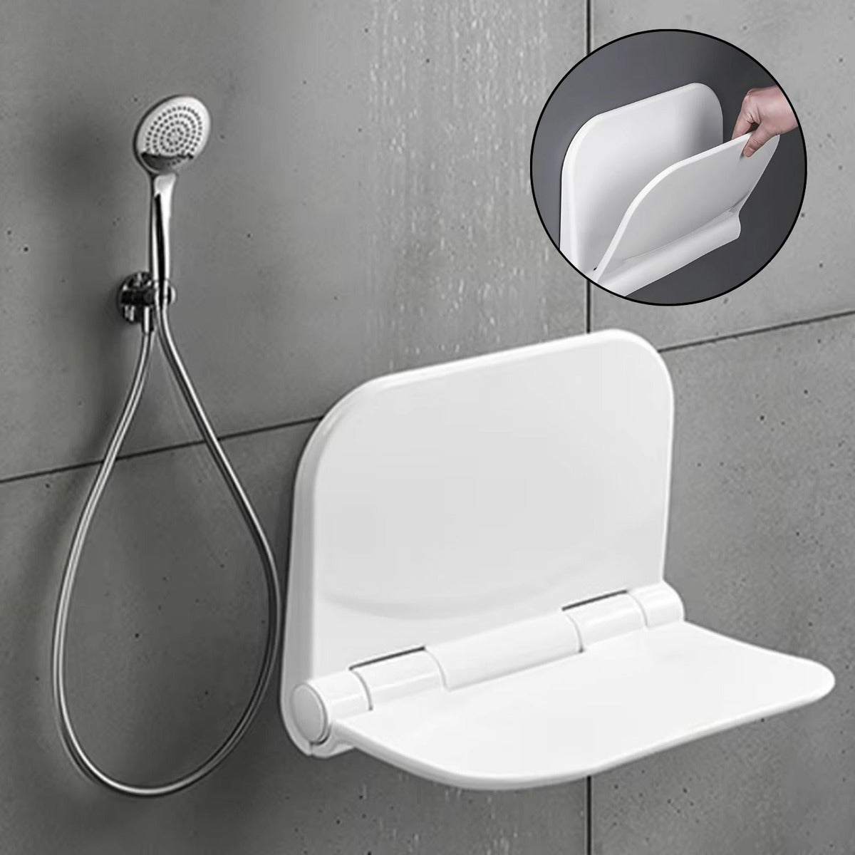 Silla Plegable para Baño -Ducha Blanco - Alta Resistencia 110 kg, Abatible