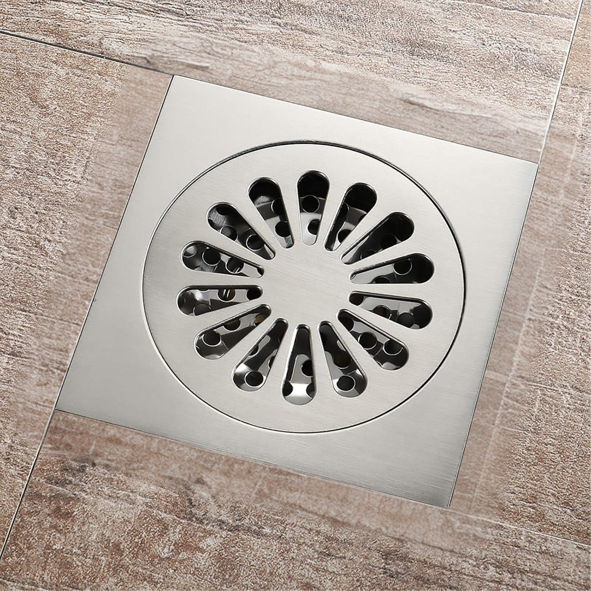Rejilla de Piso 10x10 Níquel Cepillado con Núcleo de Latón para Desagüe