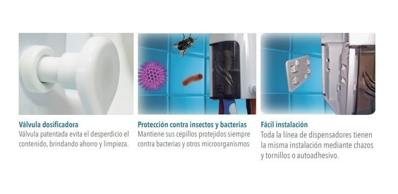Dispensador Crema Dental Y 4 Cepillos V lvula Antigoteo