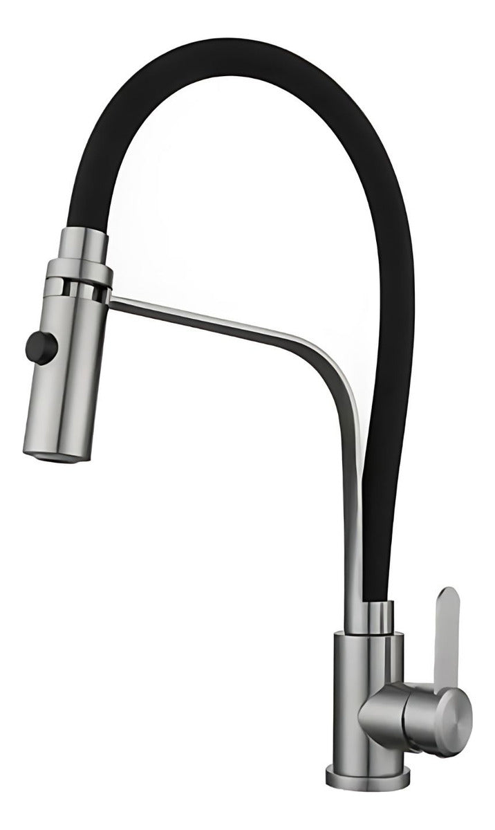 Grifería Para Cocina Cuello Flexible Monocontrol Negra
