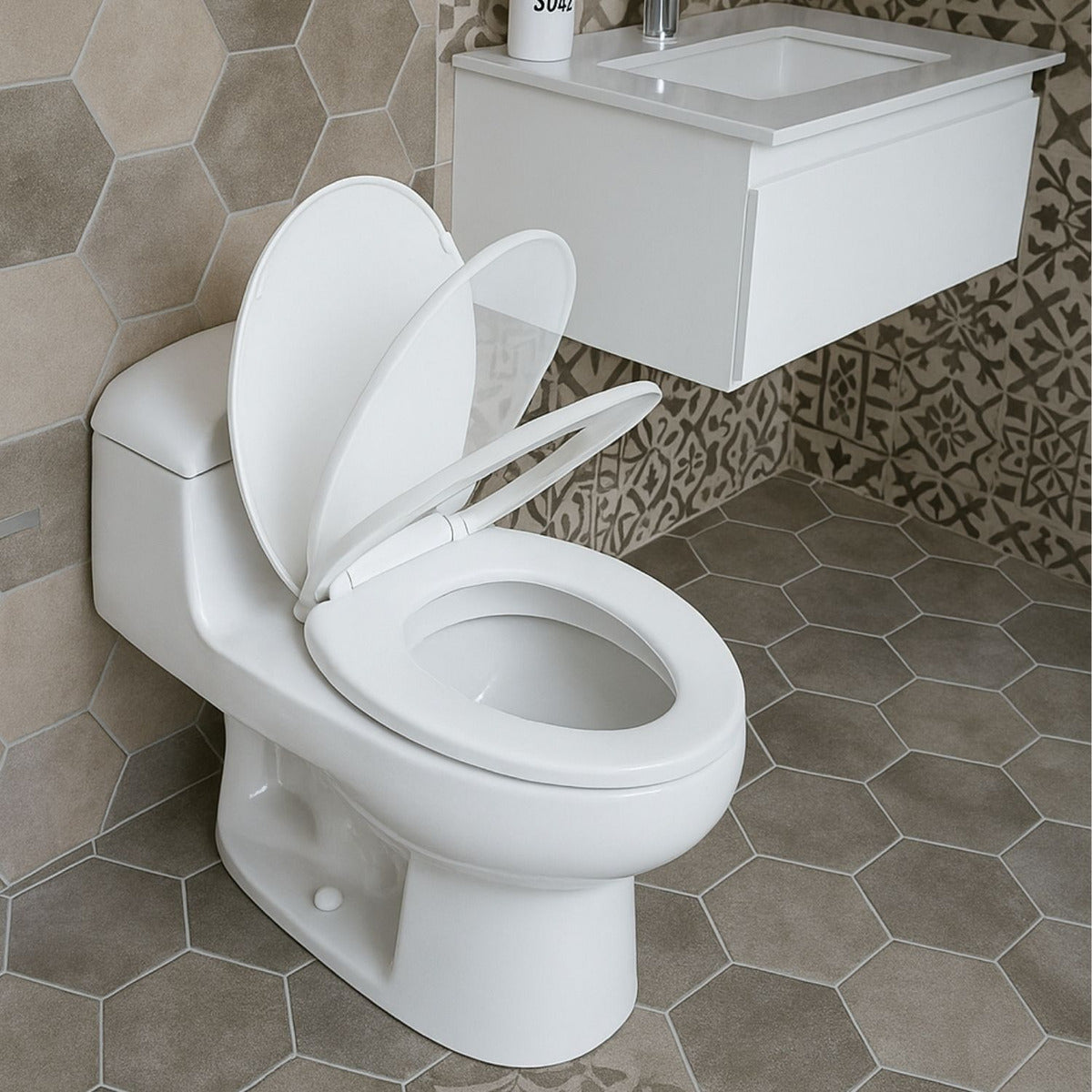 Tapa Asiento Sanitario Alongado Blanco Caida Lenta