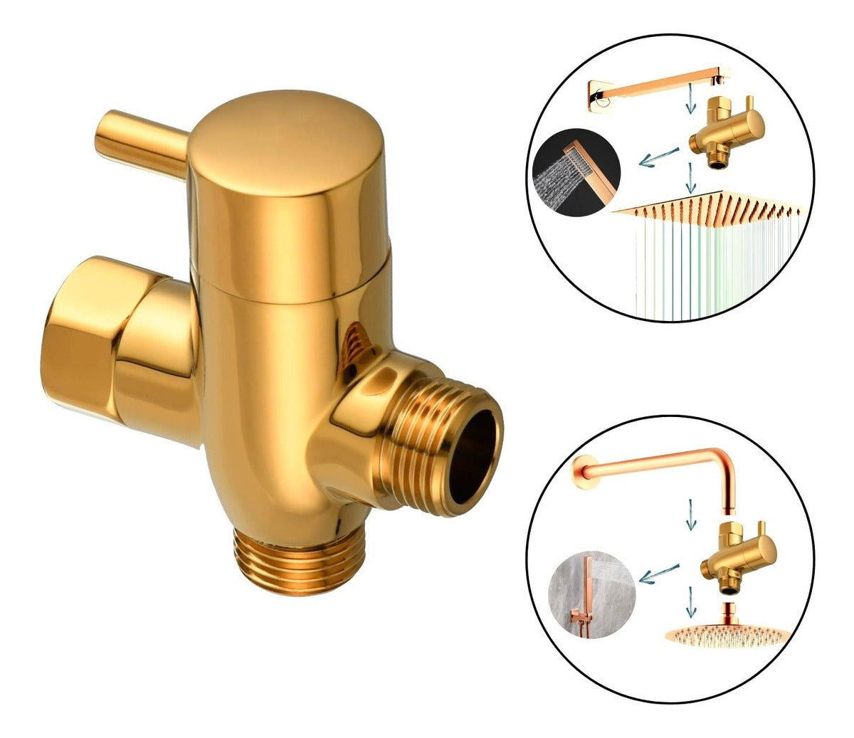 Desviador Derivador para Ducha Tel‚fono - Dorado Met lico