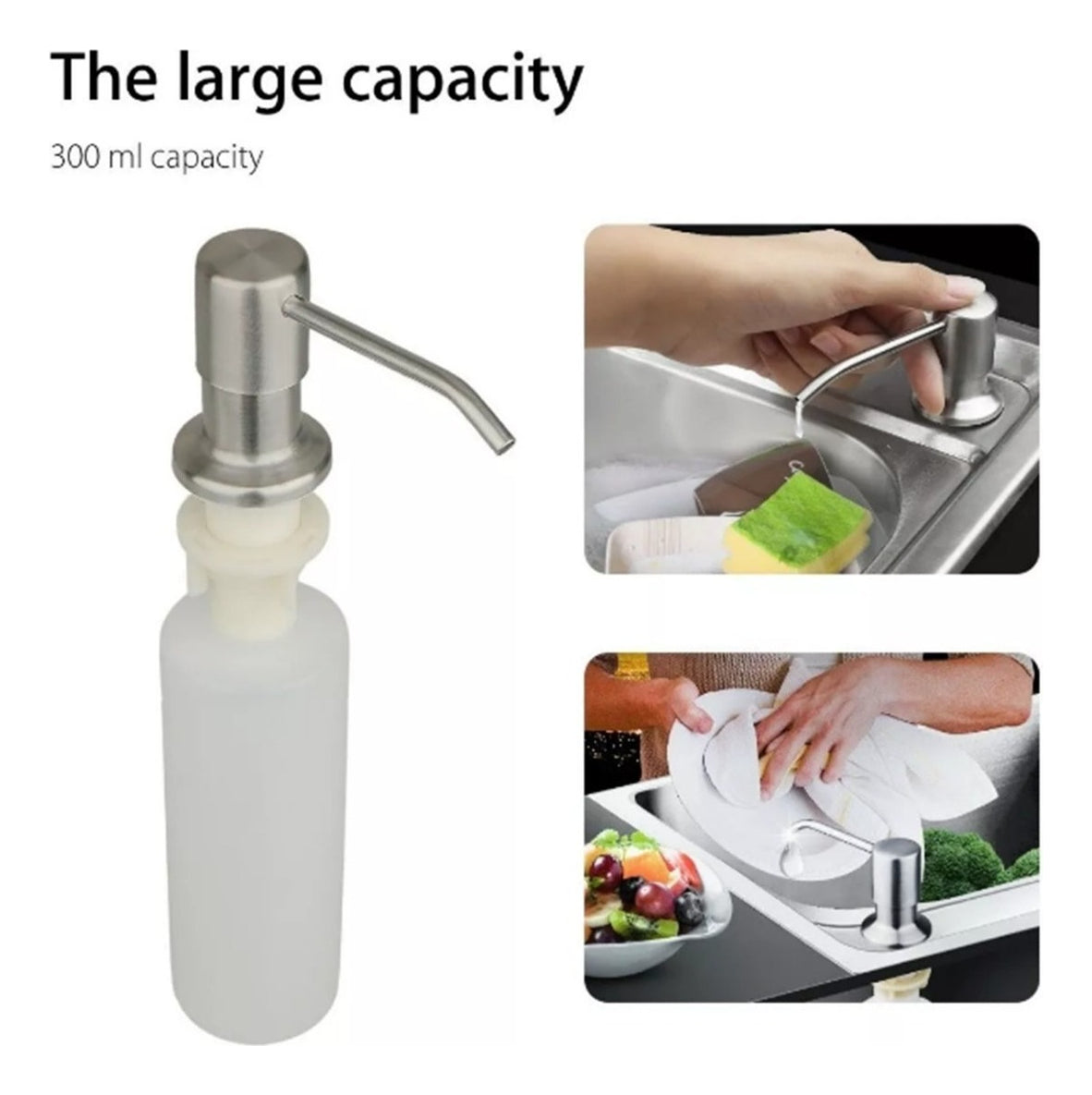 Dispensador De Jab¢n Para Cocina Met lico Con Cuerpo En Abs