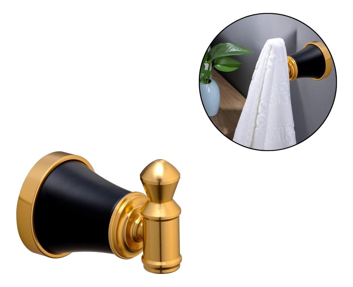 Perchero Sencillo Negro y Dorado en Aluminio - Modelo L. Diamante