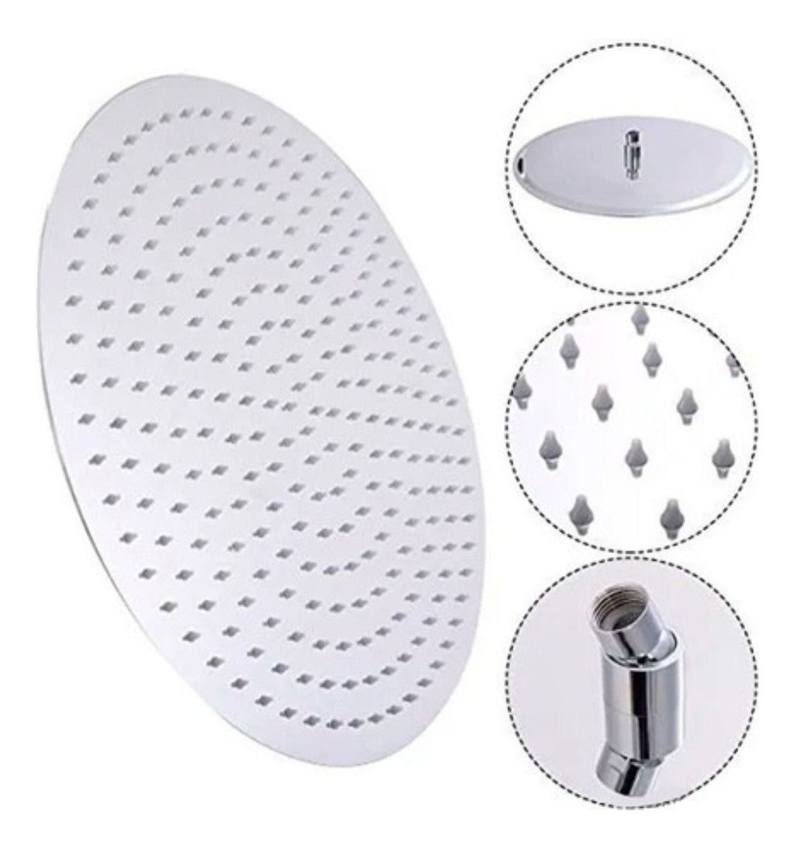 Regadera Acero Ultraplana 25 cms Redonda Alta Calidad Sin Tubo