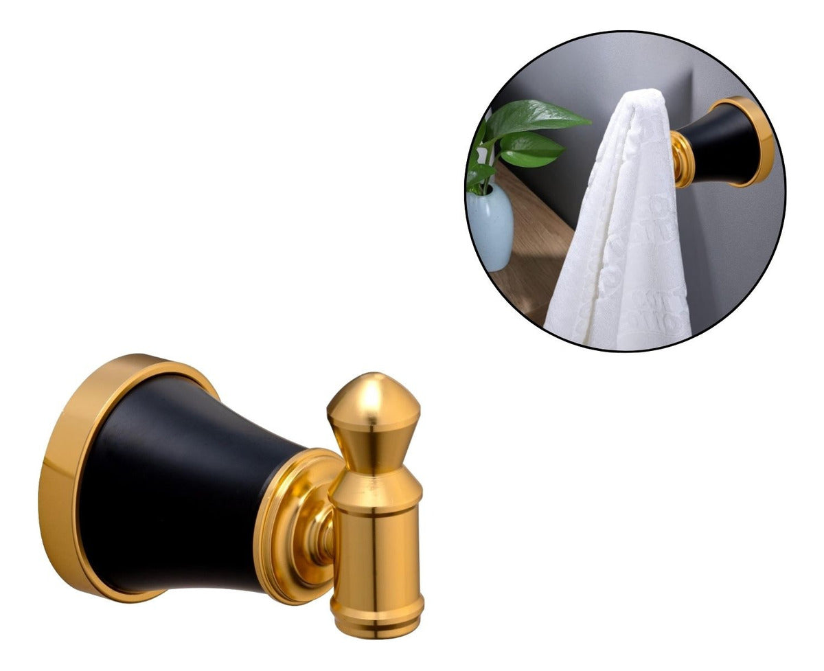 Perchero Sencillo Negro y Dorado en Aluminio - Modelo L. Diamante