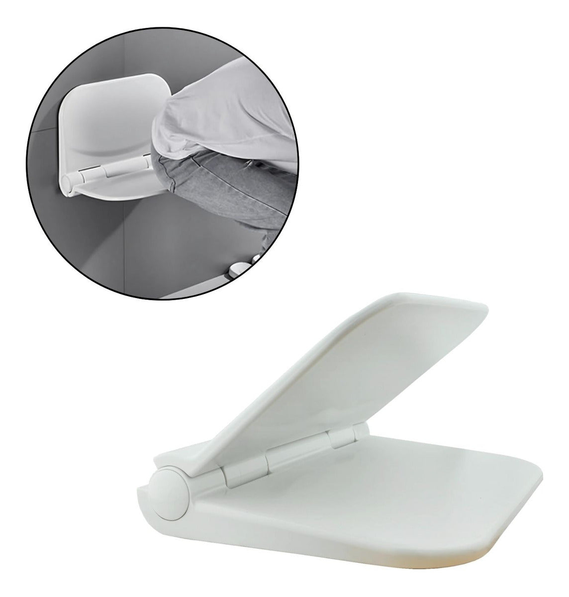 Silla Plegable para Baño -Ducha Blanco - Alta Resistencia 110 kg, Abatible