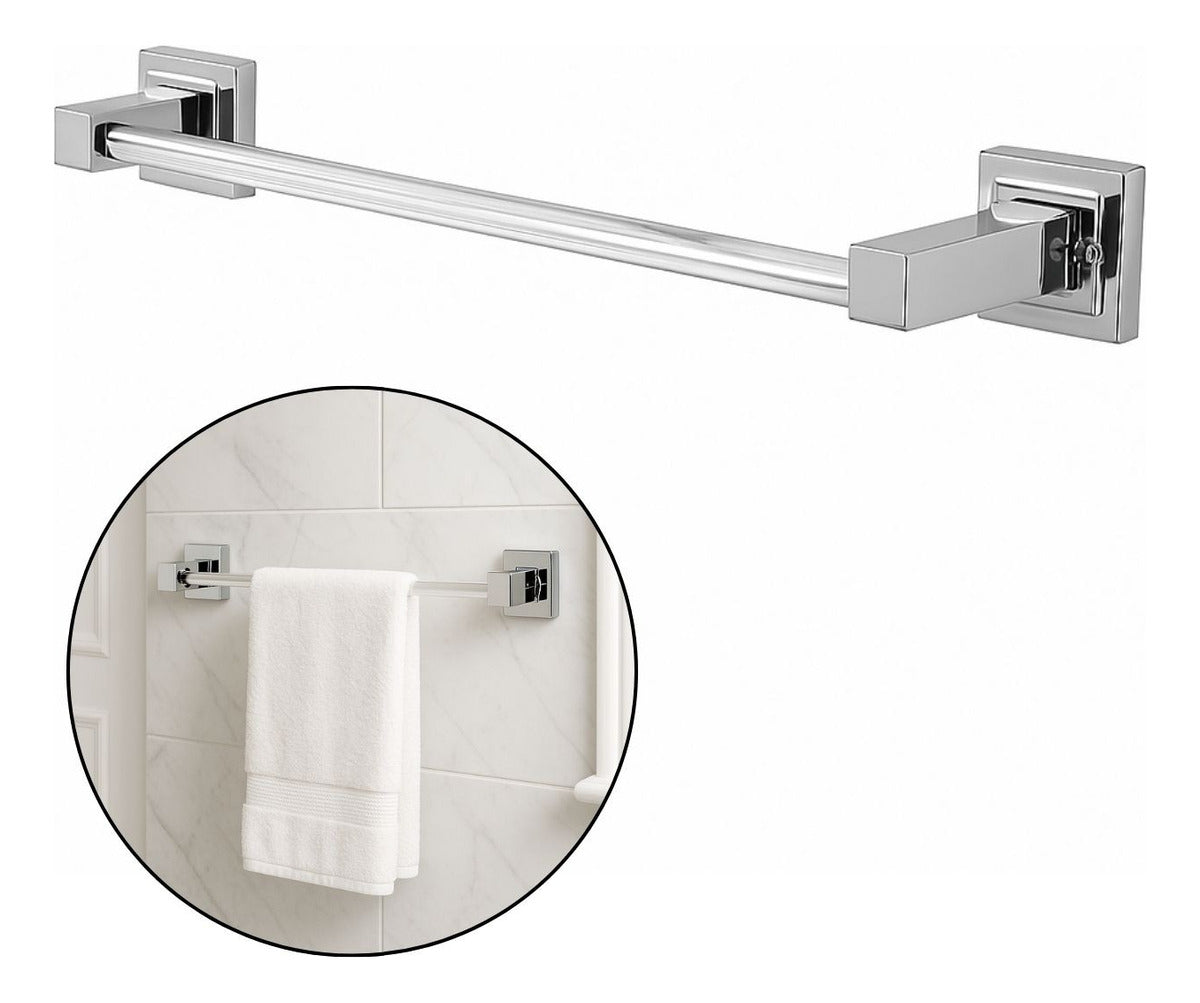 Toallero Barra Cromado Resistente Decoración Moderna ABS