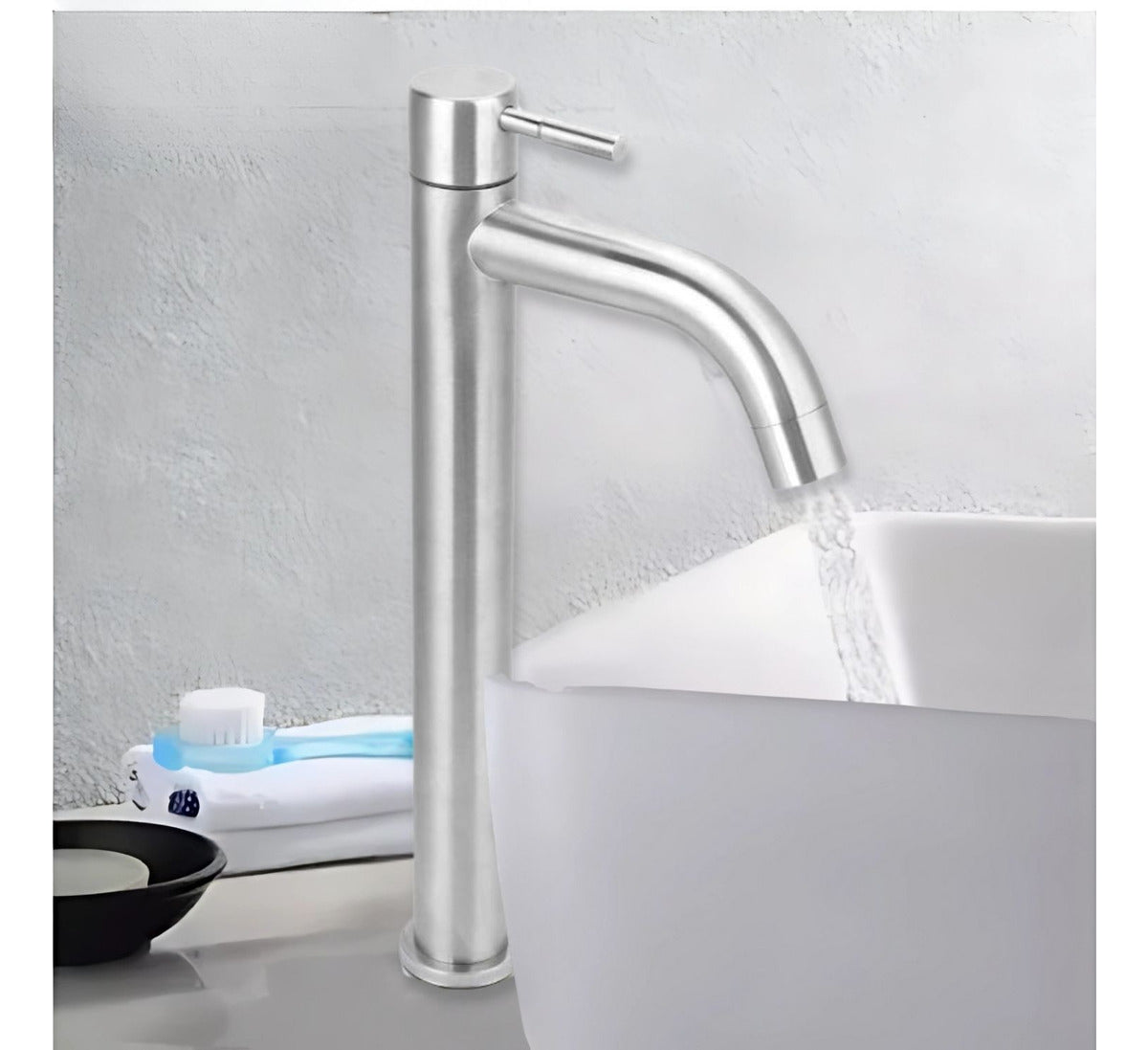 Grifer¡a llave Lavamanos Acero Satinada Poste Alto Para Agua Fr¡a.