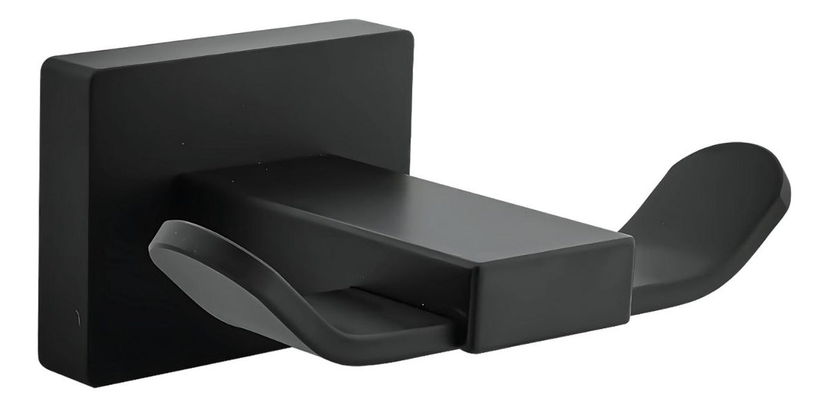 Perchero Doble Negro En Aluminio Modelo L. Perla - Con Chazos y Tornillos
