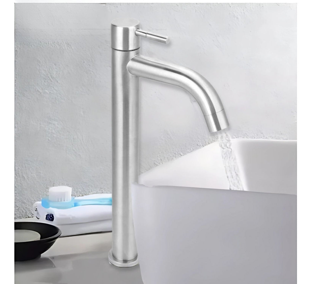 Grifer¡a llave Lavamanos Acero Satinada Poste Alto Para Agua Fr¡a.