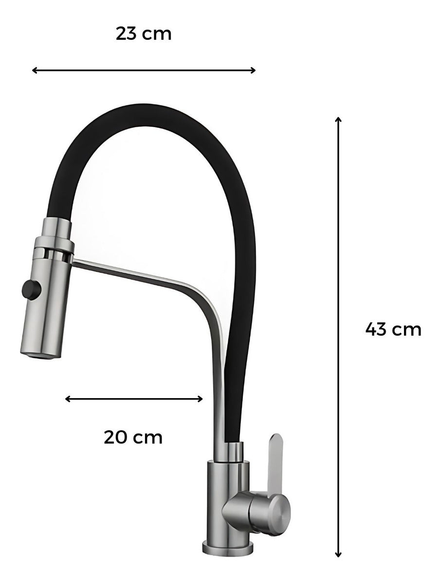 Grifería Para Cocina Cuello Flexible Monocontrol Negra