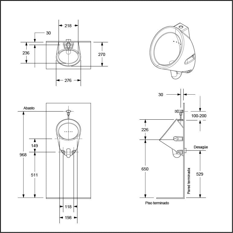 Combo Orinal Petite Blanco De Lujo