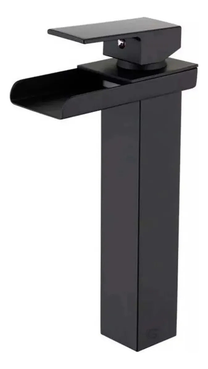 Grifería Monocontrol Alta Cascada Negra Mate Para Lavamanos