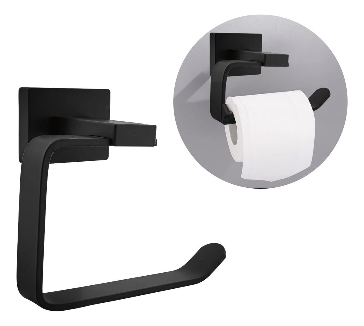 Portarrollos Sencillo Negro En Aluminio Modelo L. Perla - Con Chazos y Tornillos