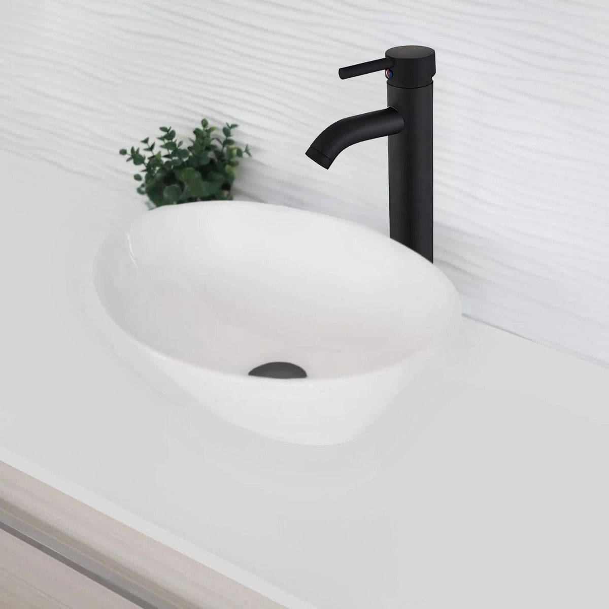 Kit Lavamanos Sobreponer Con Grifería Y Desagües Negros.