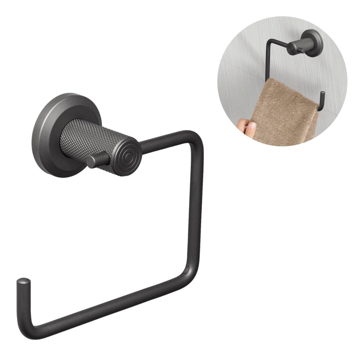 Toallero Argolla Labrado Zafiro Gun Gris - Aluminio de Alta Calidad