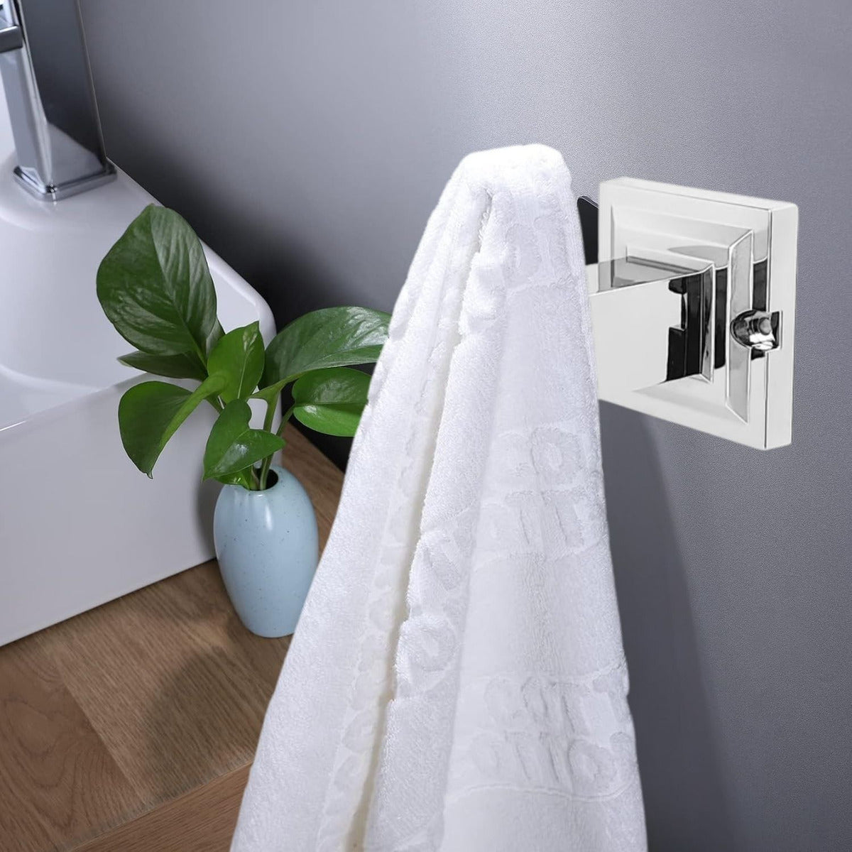 Gancho Perchero Tamesis Base Cuadrada De Lujo Cromo