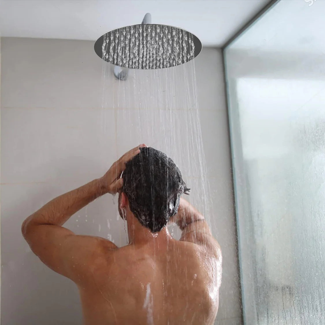 Regadera Acero Ultraplana 20 cms Redonda Alta Calidad Sin Tubo