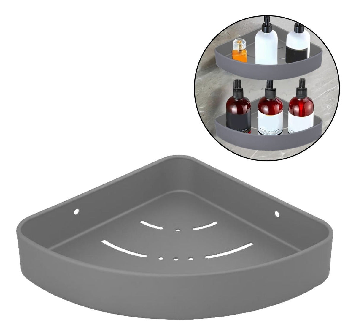 Repisa Baño Esquinera Gris Aluminio - Moderna y Funcional