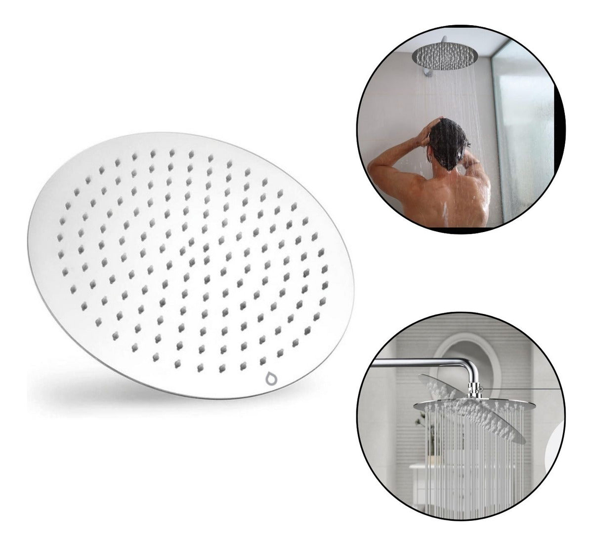 Regadera Acero Ultraplana 25 cms Redonda Alta Calidad Sin Tubo