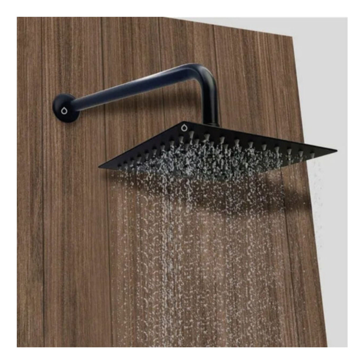 Ducha Regadera Cuadrada Color negro 25cm +Tubo