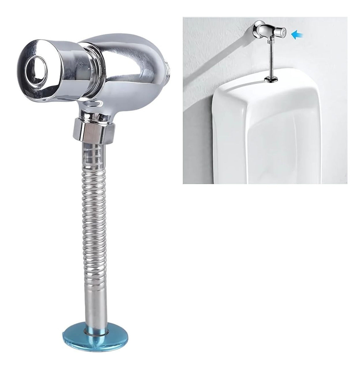 Llave Push Orinal Cierre Automático Metálica Cromada Grifo