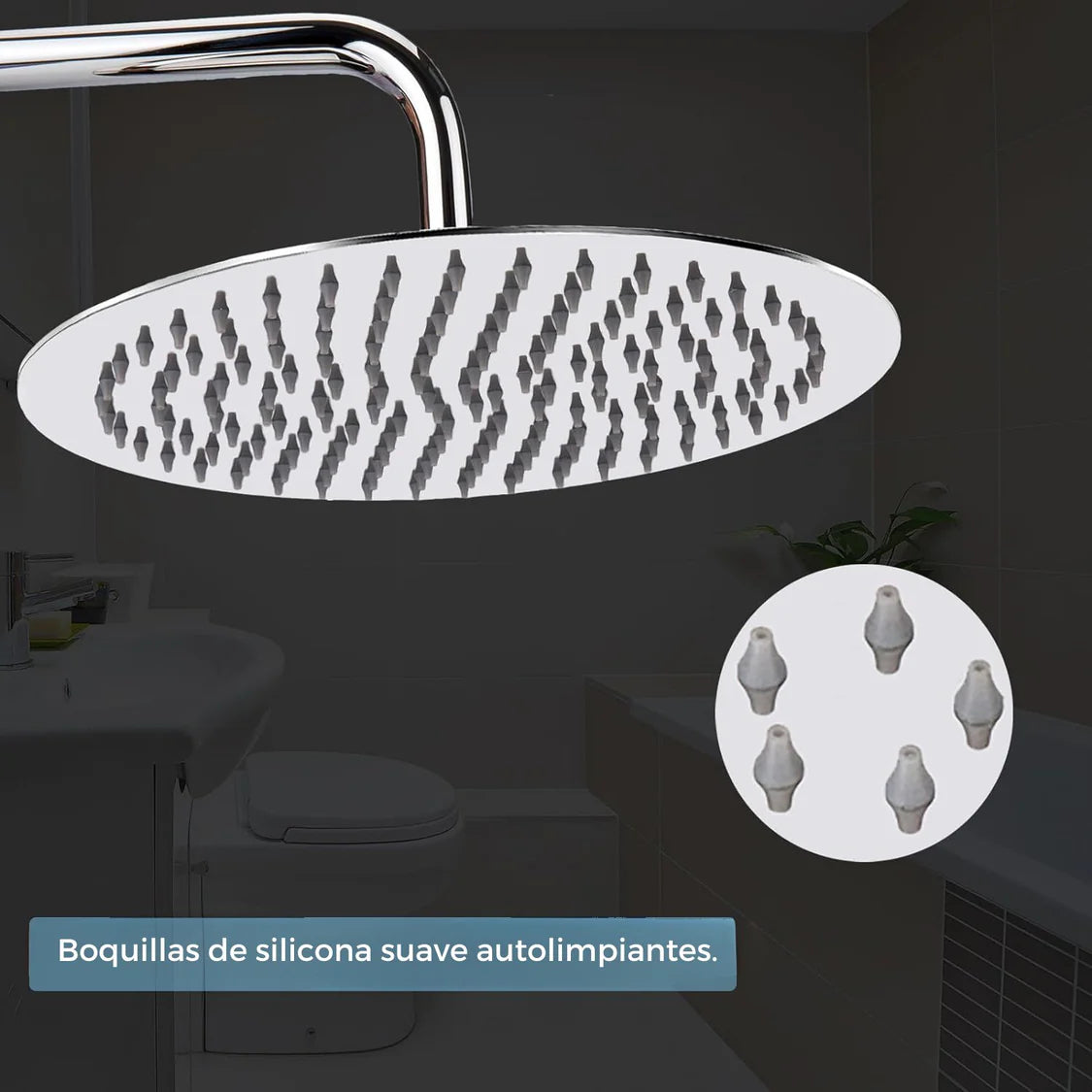 Regadera Acero Ultraplana 20 cms Redonda Alta Calidad Sin Tubo