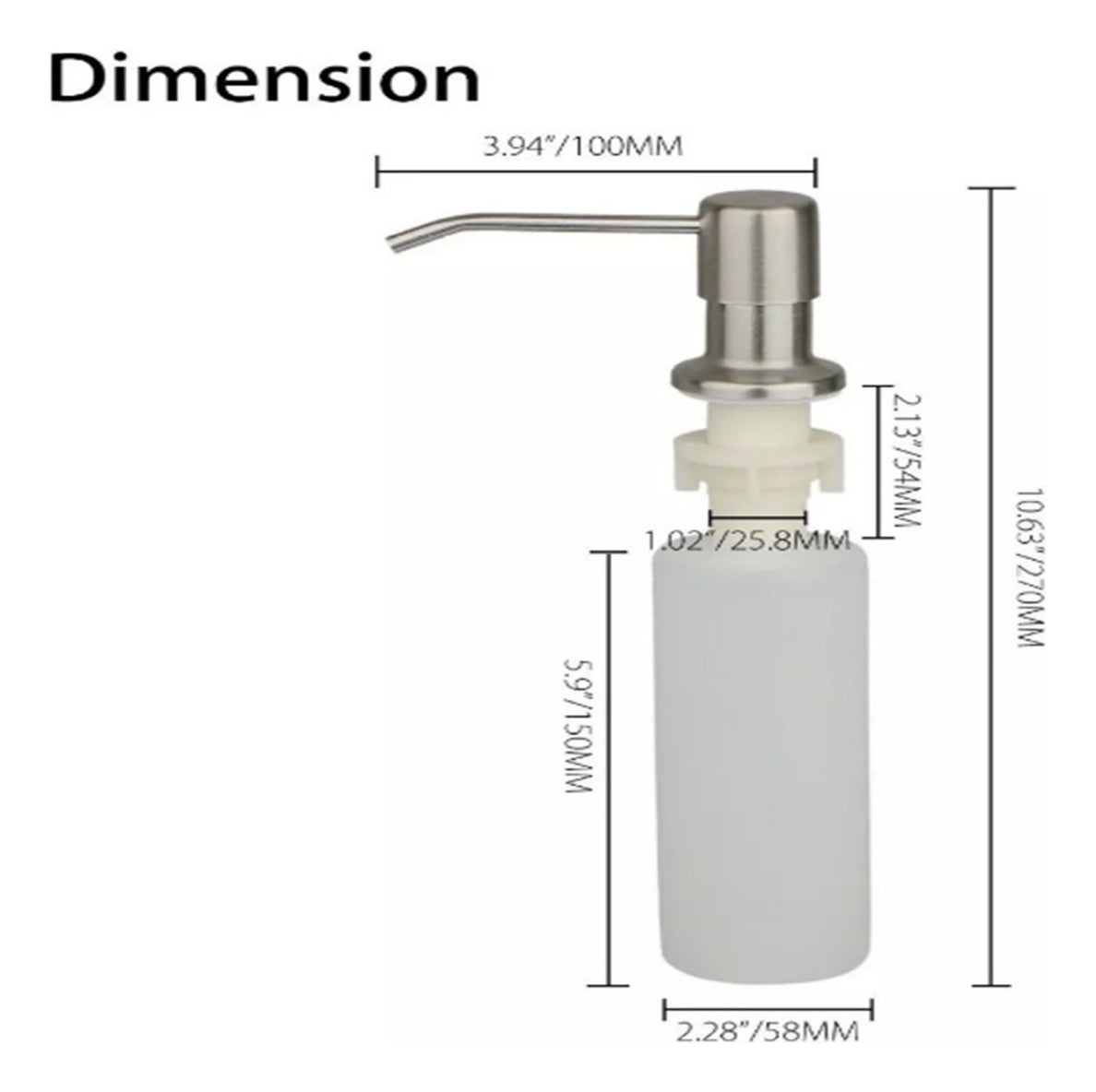 Dispensador De Jab¢n Para Cocina Met lico Con Cuerpo En Abs