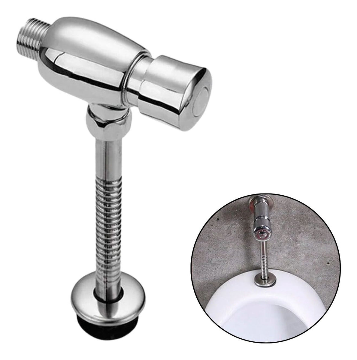 Llave Push Orinal Cierre Automático Metálica Cromada Grifo