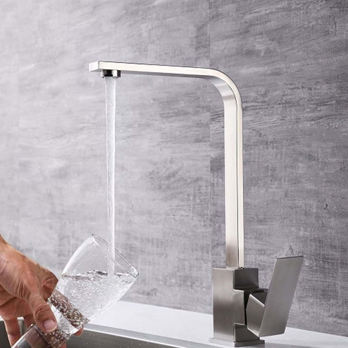 Grifer¡a Lavaplatos Monocontrol Tipo L Satinada Alta Calidad