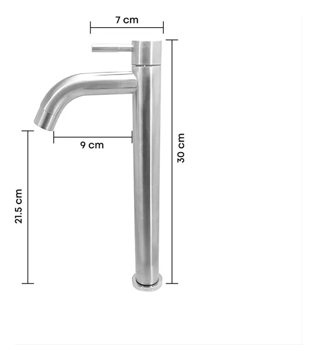 Grifer¡a llave Lavamanos Acero Satinada Poste Alto Para Agua Fr¡a.