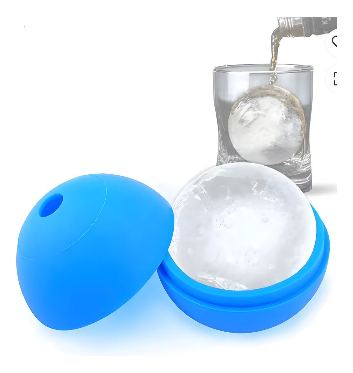 Molde De Silicona Para Hielo Esfera Grande Azul Pack X 2