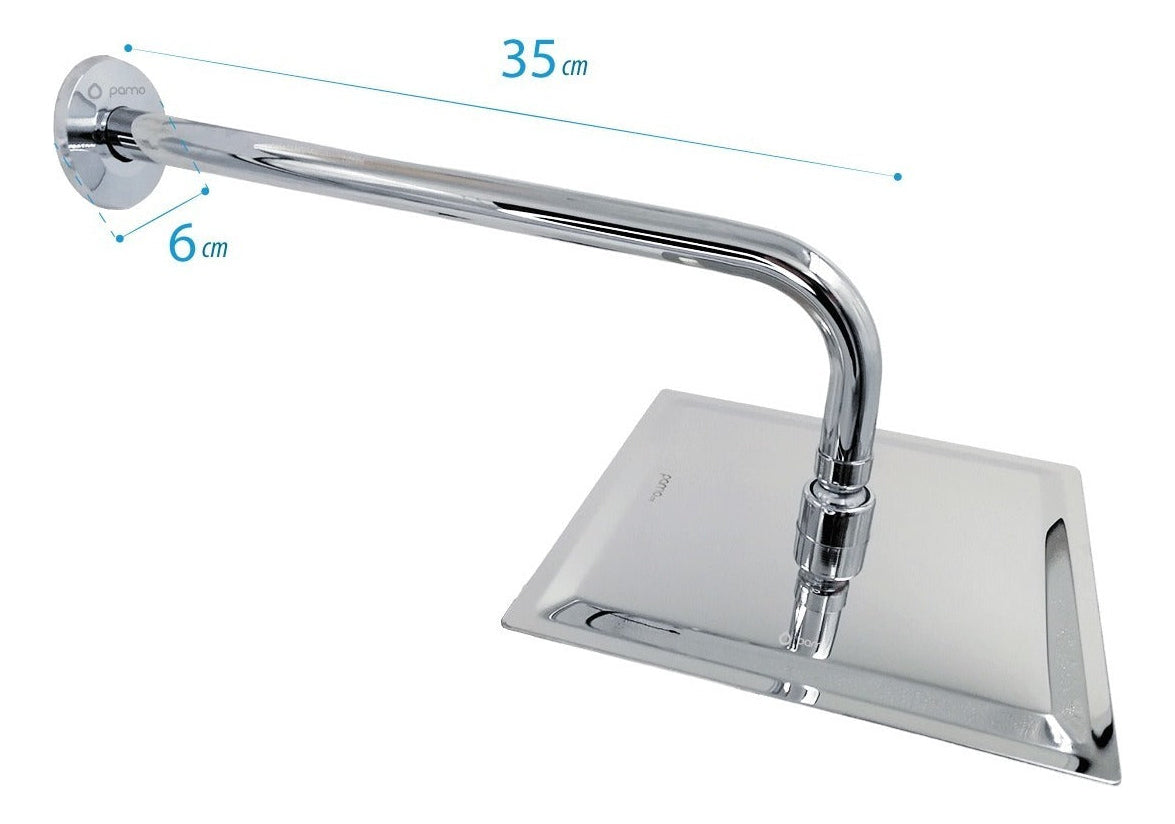 Regadera Ducha Metalica Cuadrada 25 Cms-cromo Incluye Tubo