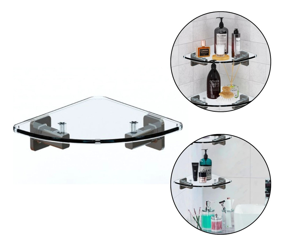 Repisa Esquinera Transparente Multiusos 14.3x47 Cm Alta Resistencia