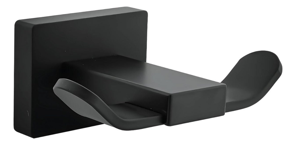 Perchero Doble Negro En Aluminio Modelo L. Perla - Con Chazos y Tornillos