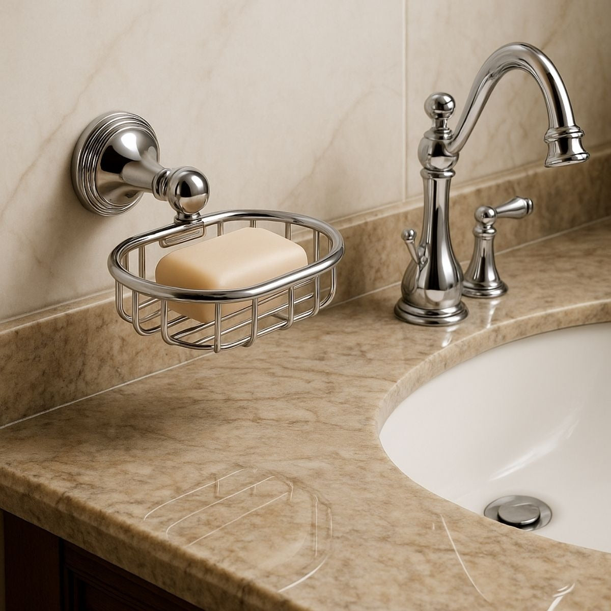 Jabonera Metálica Rejilla Redonda Cromada Anticorrosiva