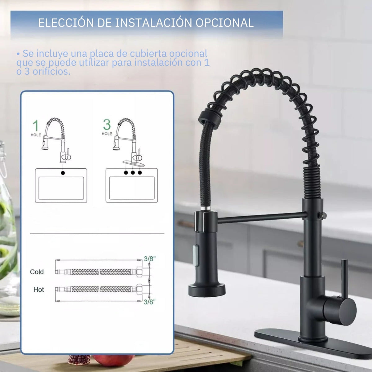 Monocontrol Lavaplatos Flexible Negro Mate