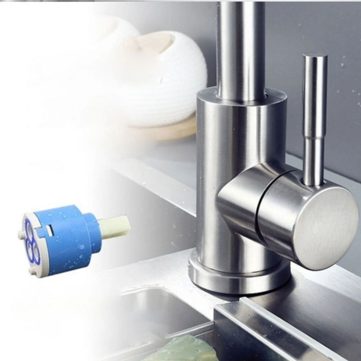 Griferia Lavaplatos Cuello Cisne En Acero Inoxidable Monocontrol