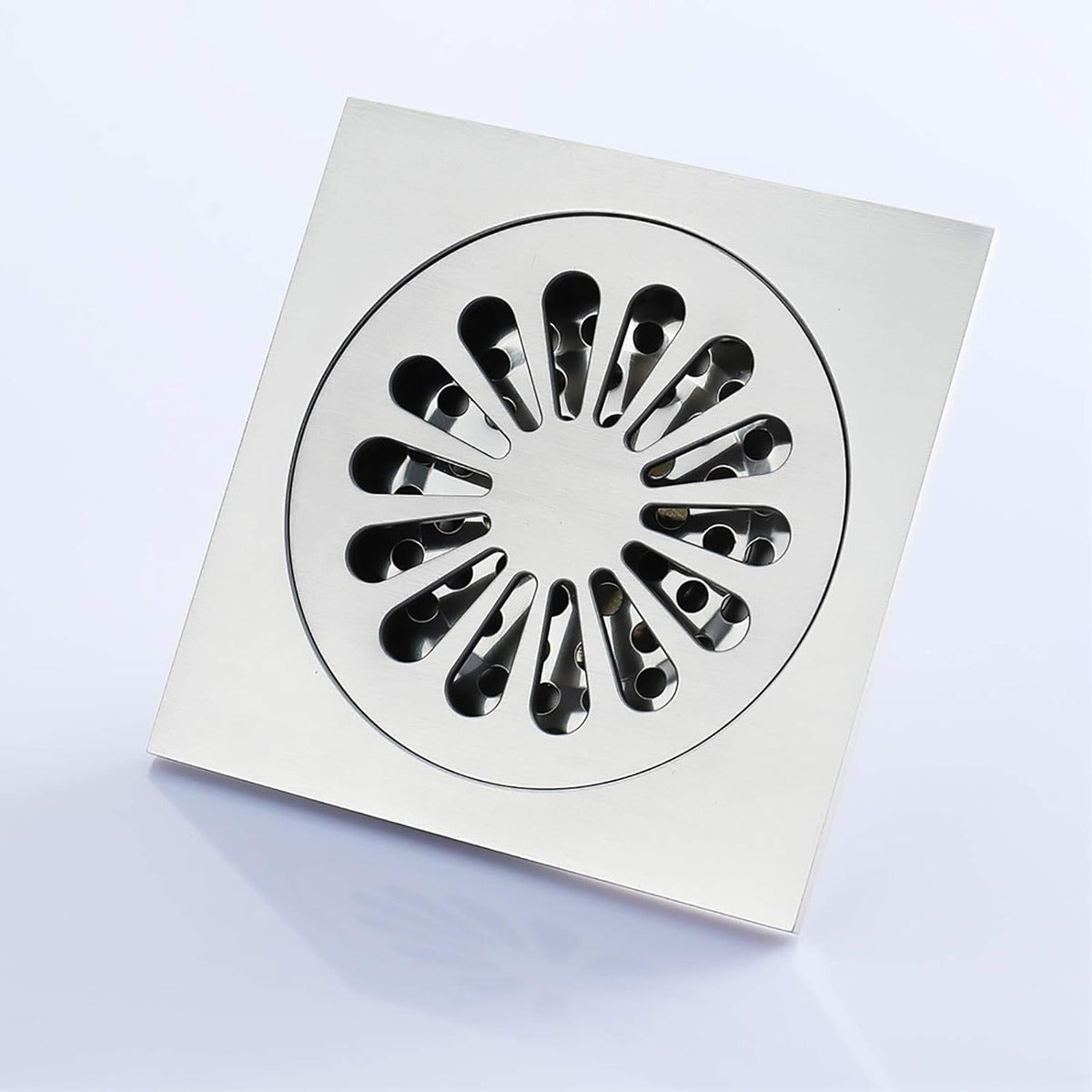 Rejilla de Piso 10x10 Níquel Cepillado con Núcleo de Latón para Desagüe