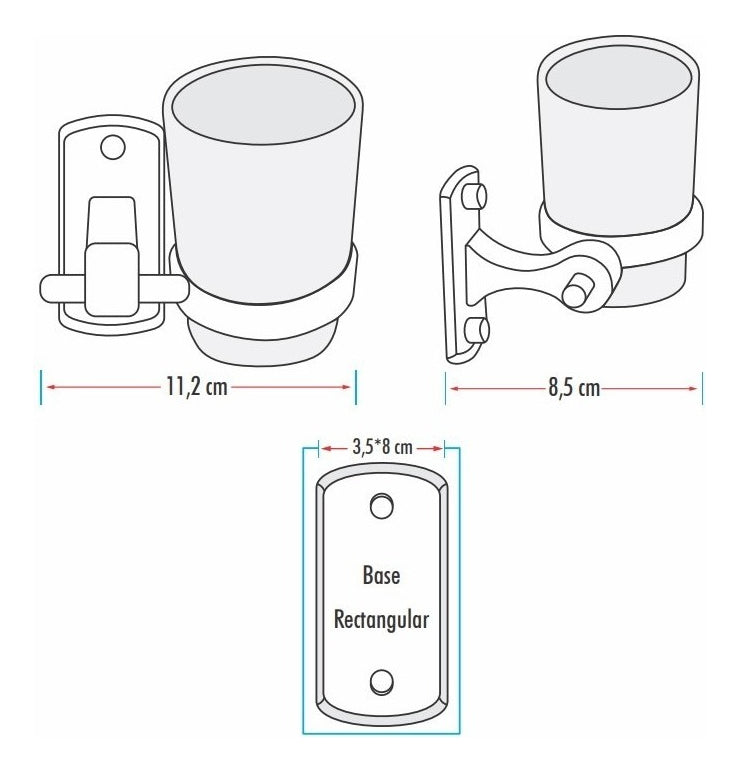 Portavasos Base Rectangular en Aluminio Color Negro
