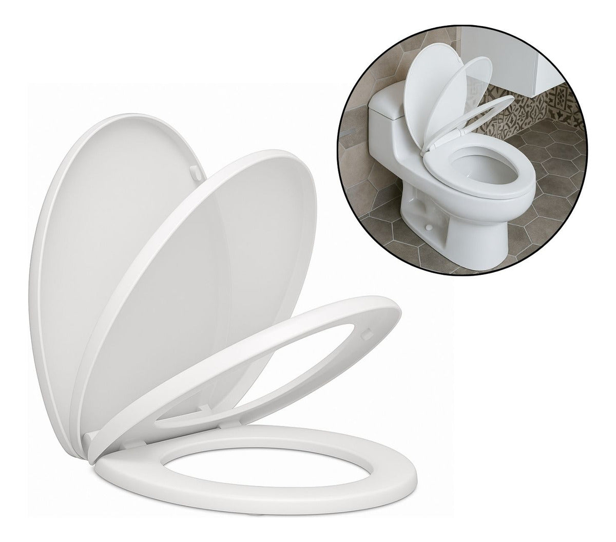 Tapa Asiento Sanitario Alongado Blanco Caida Lenta