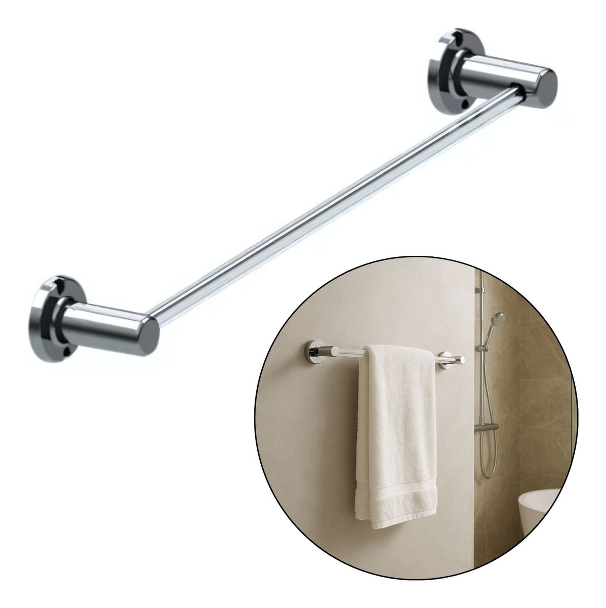 Toallero Barra Salento ABS Cromado Acabado Brillante