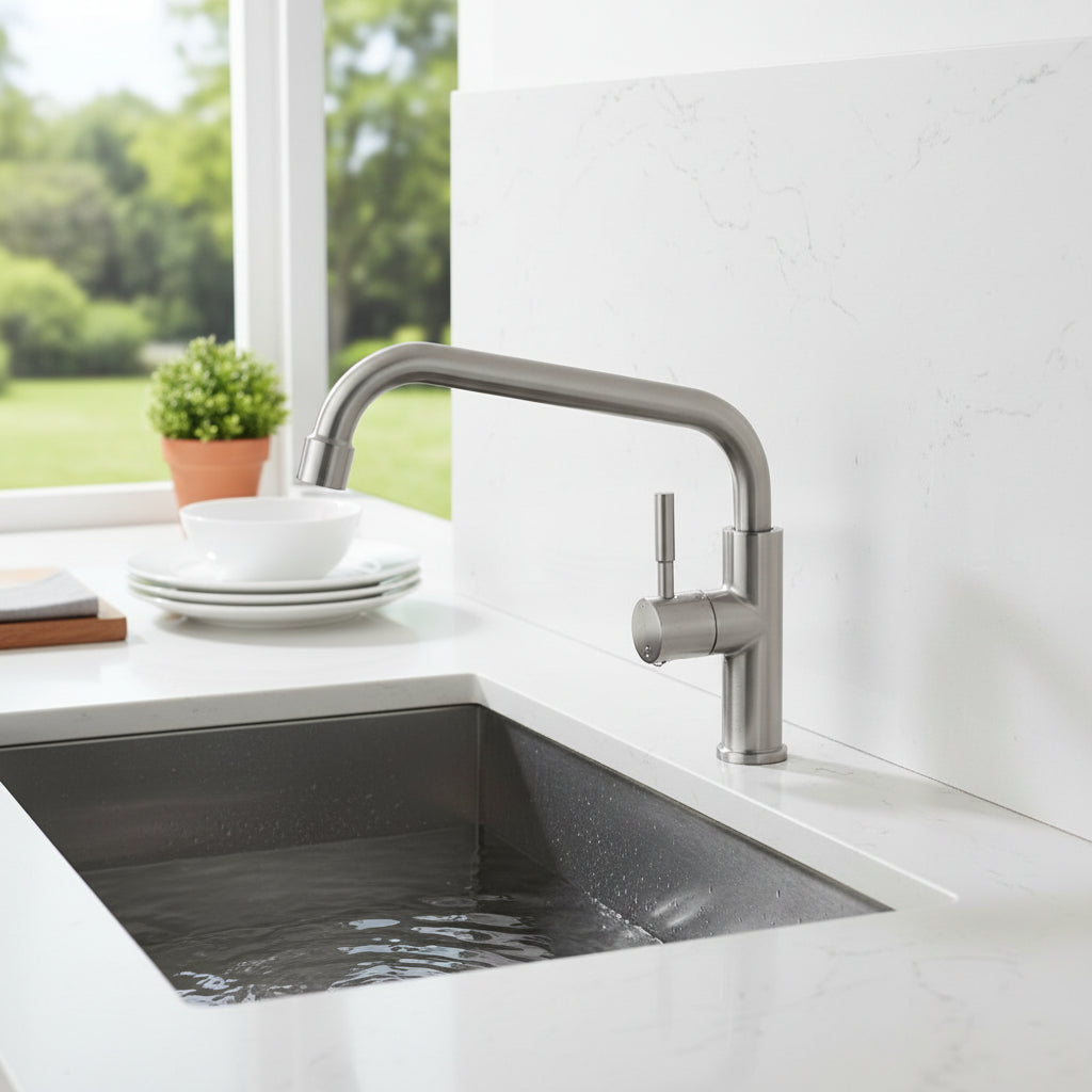 Llave Lavaplatos Pared Agua Fría Acero Inox 304