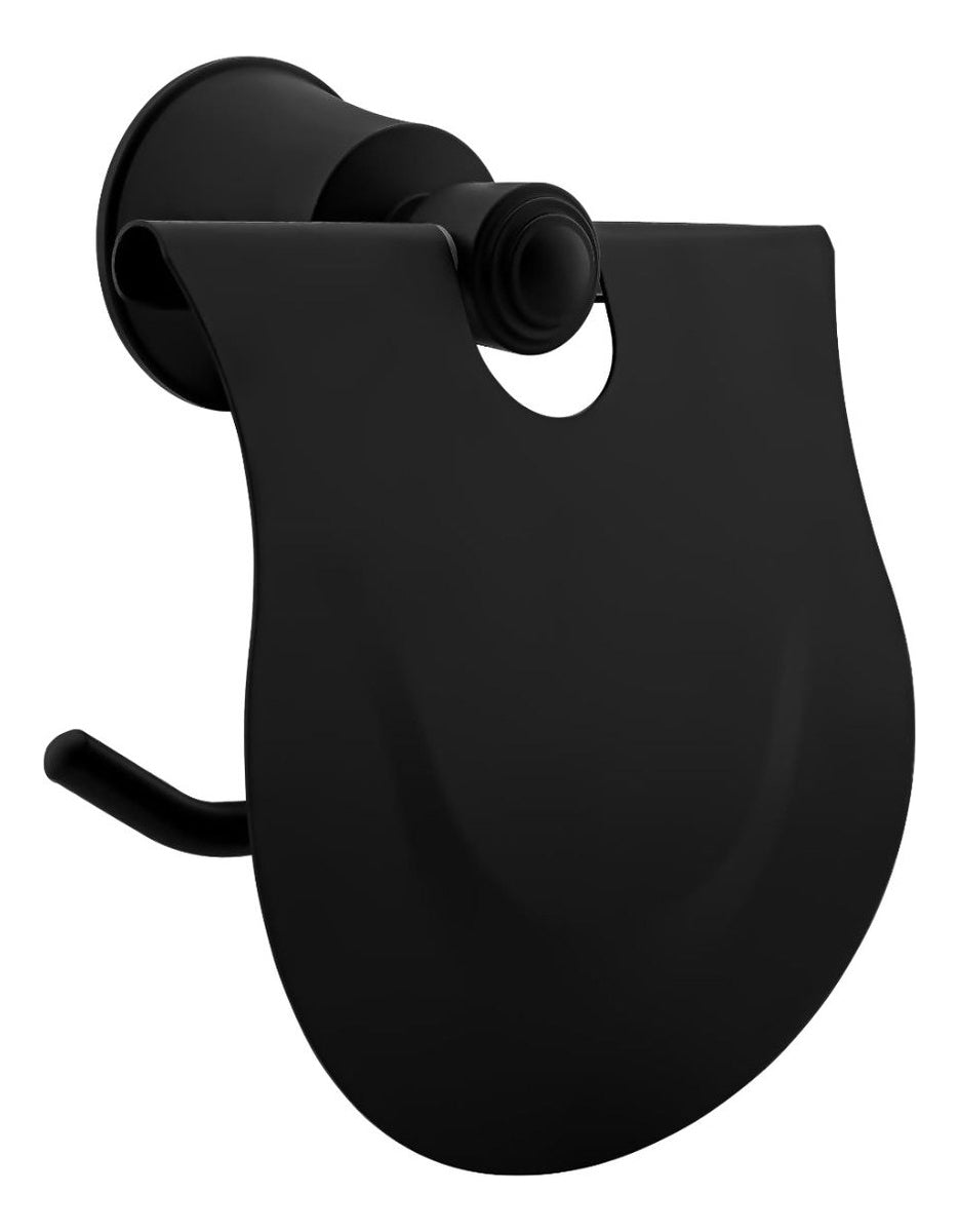 Portarrollo L. Turmalina Negro (Aluminio) - Con Tapa Y Resistente A La Corrosión