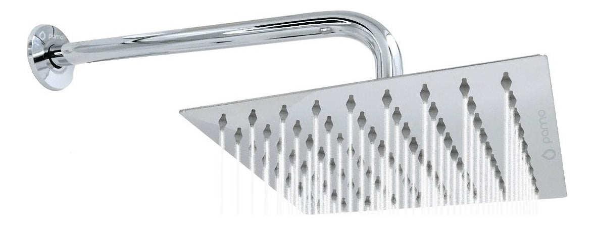 Regadera Ducha Metalica Cuadrada 25 Cms-cromo Incluye Tubo